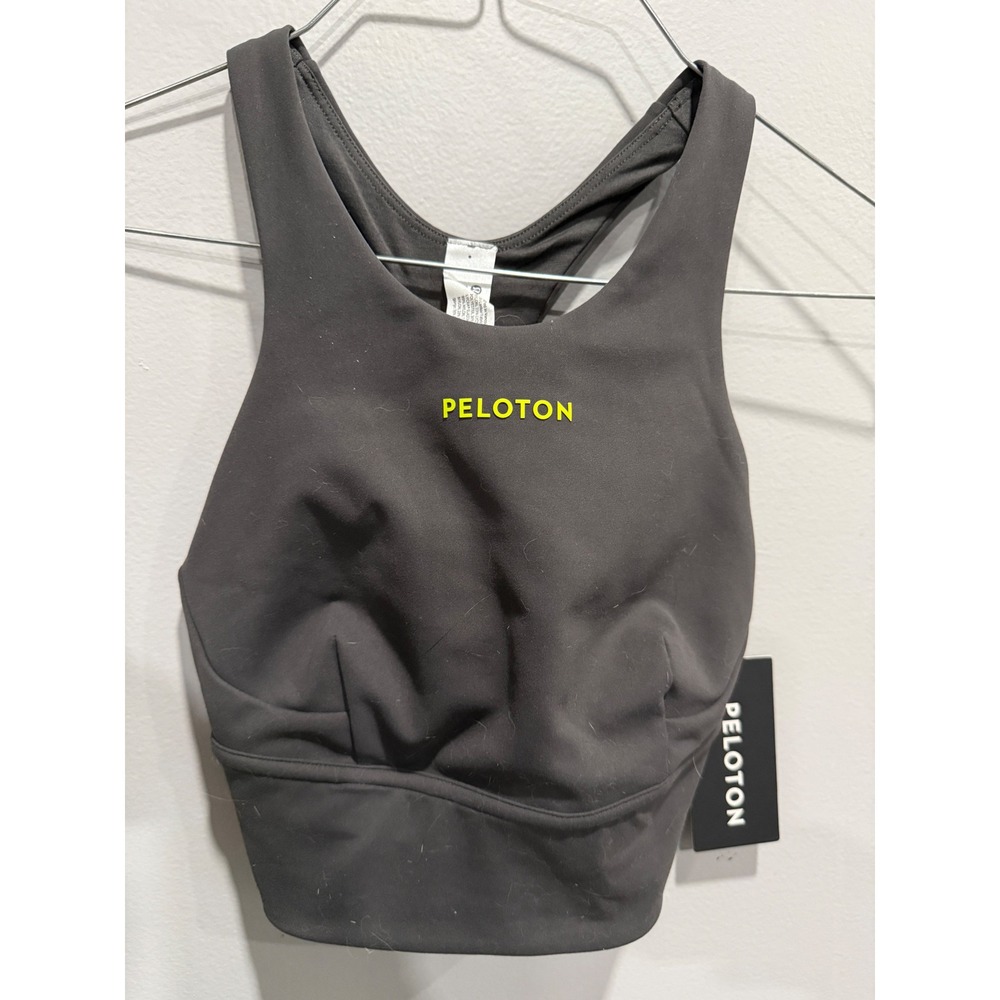 Lululemon Peloton Wunder Train Long Line Bra Dark Charcoal Yellow WR00538 Size 2